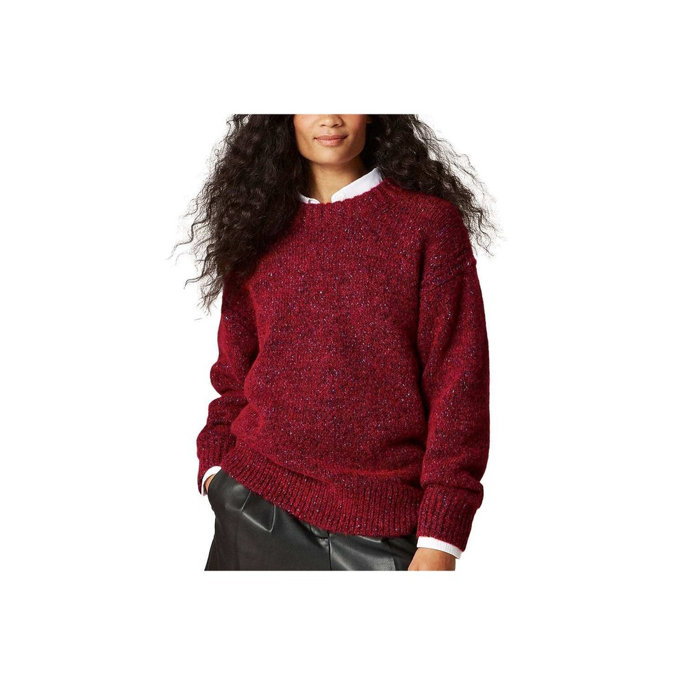 J.Crew Sweater Women XL Red Wool Alpaca Blend Confetti Fleck Oversized Pullover